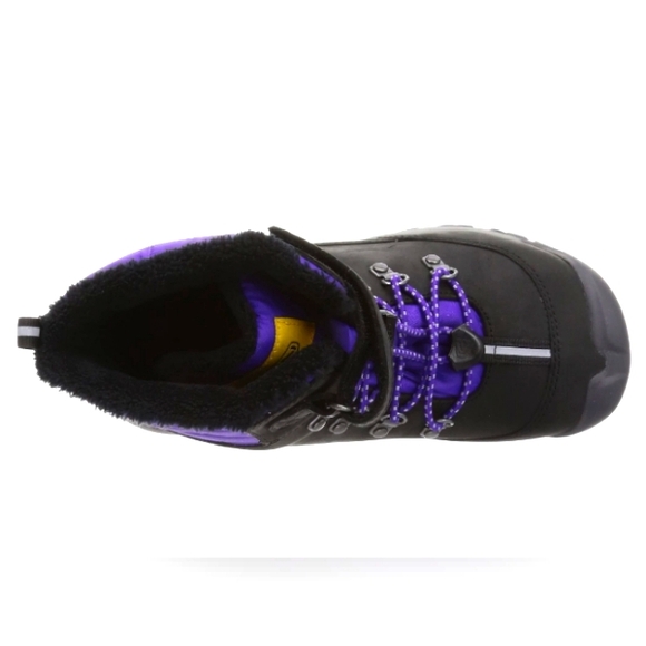 🖤💜 KEEN Unisex Greta mid-height Waterproof Snow Boots Youth Black/Purple 💜🖤 - Picture 3 of 6